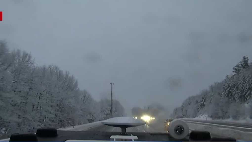 New Hampshire road conditions wet, slushy in spots after snowfall