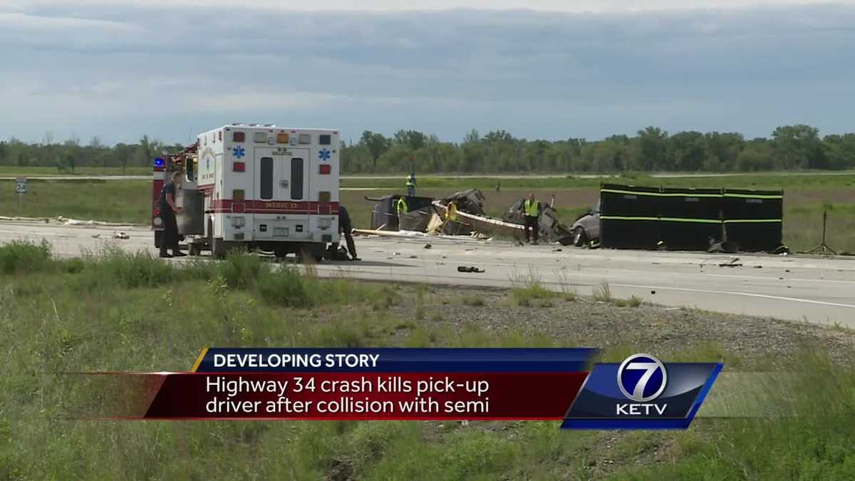Highway 34 crash kills pickup driver after collision with semi
