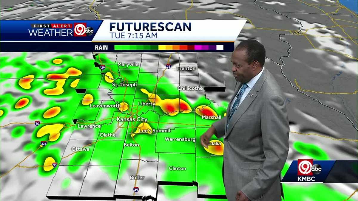 Spotty showers possible Monday night, more rain into Tuesday evening