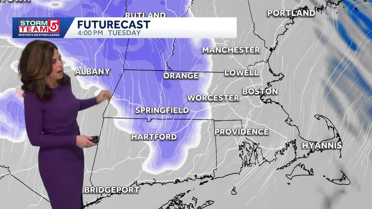 Video: Light snow arrives west to east late day