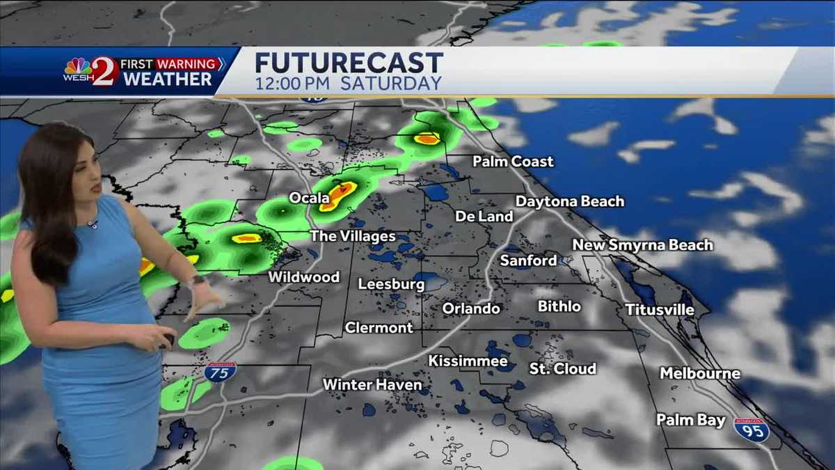 Hot and humid day with isolated storms