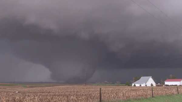 southwest iowa tornado: kcci meteorologist trey fulbright gets video of large tornado near neola