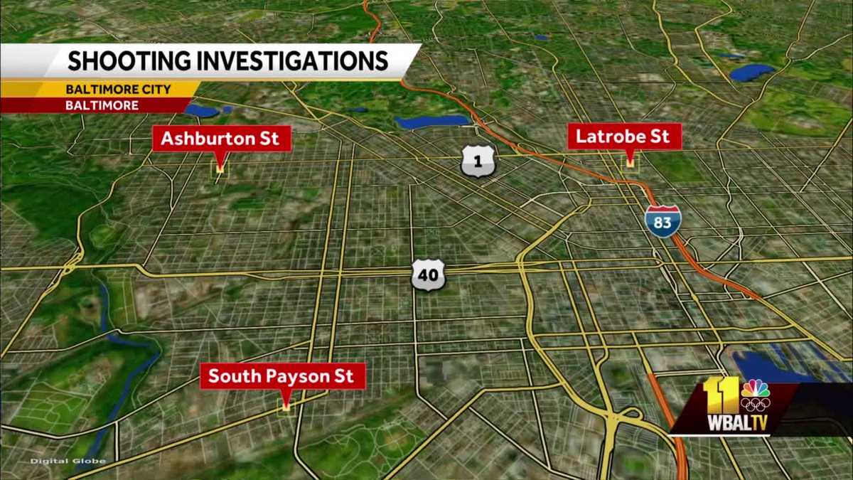 Baltimore police investigate 3 separate shootings within hour