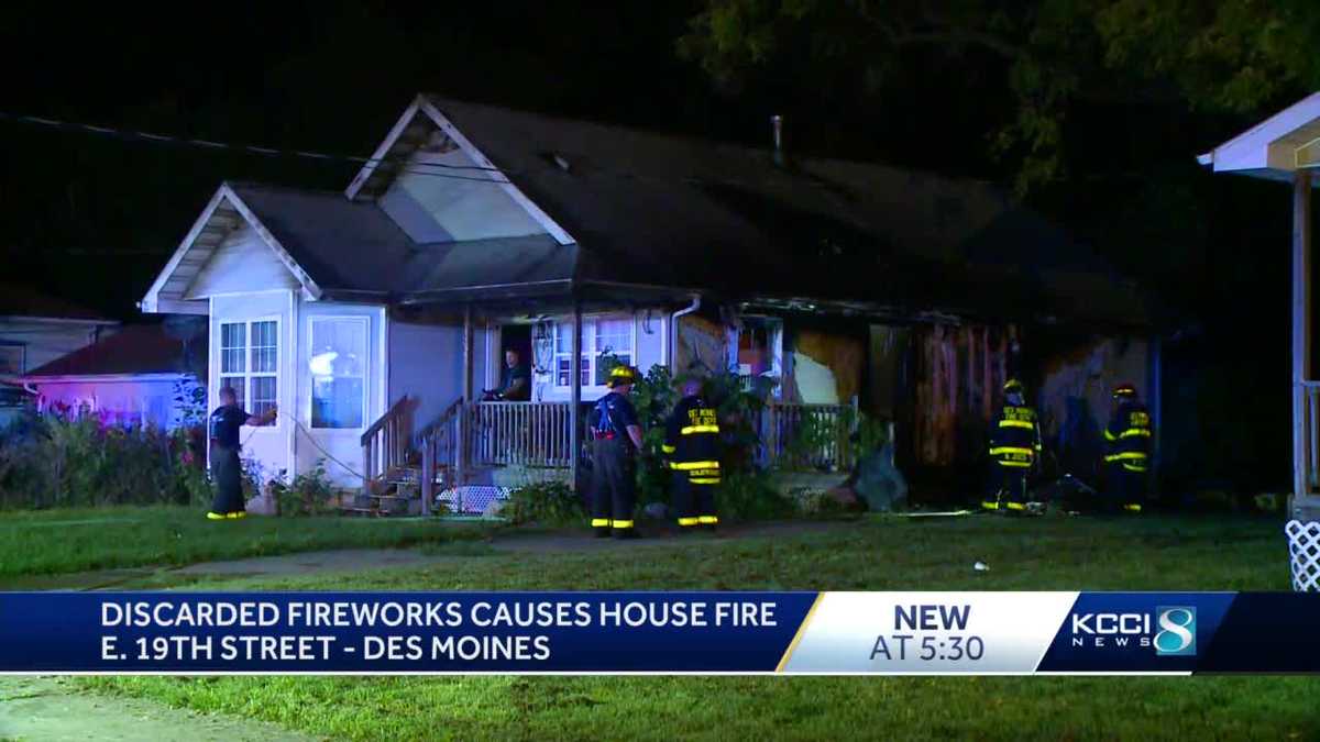 Discarded fireworks cause Des Moines house fire