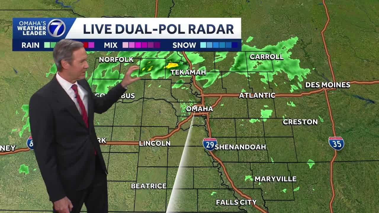 A few sprinkles tonight north of Omaha