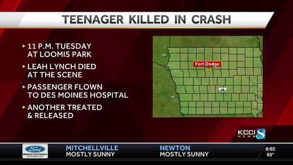 fort dodge teenage driver dies in crash, passenger injured
