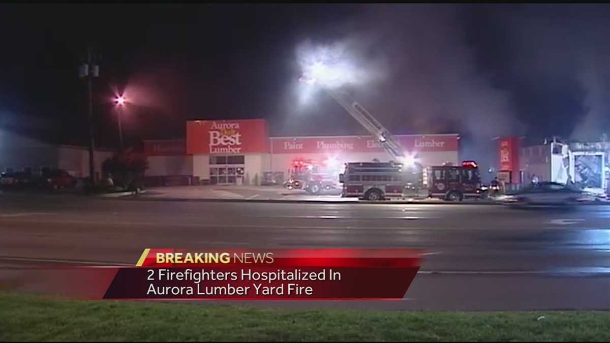 Lumber yard fire sends 2 firefighters to hospital for treatment