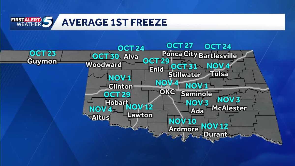 Oklahoma's first freeze of fall is right around the corner - KOCO