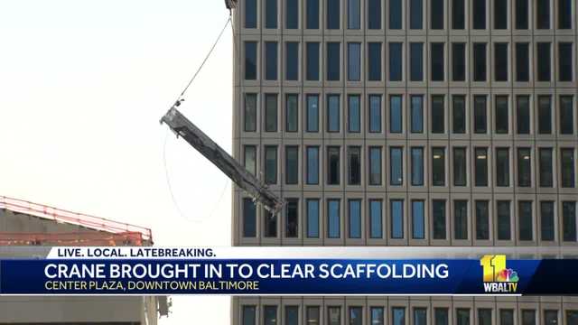 Crews use high-rise crane to remove scaffolding from BGE building after explosion - Vimarsana News