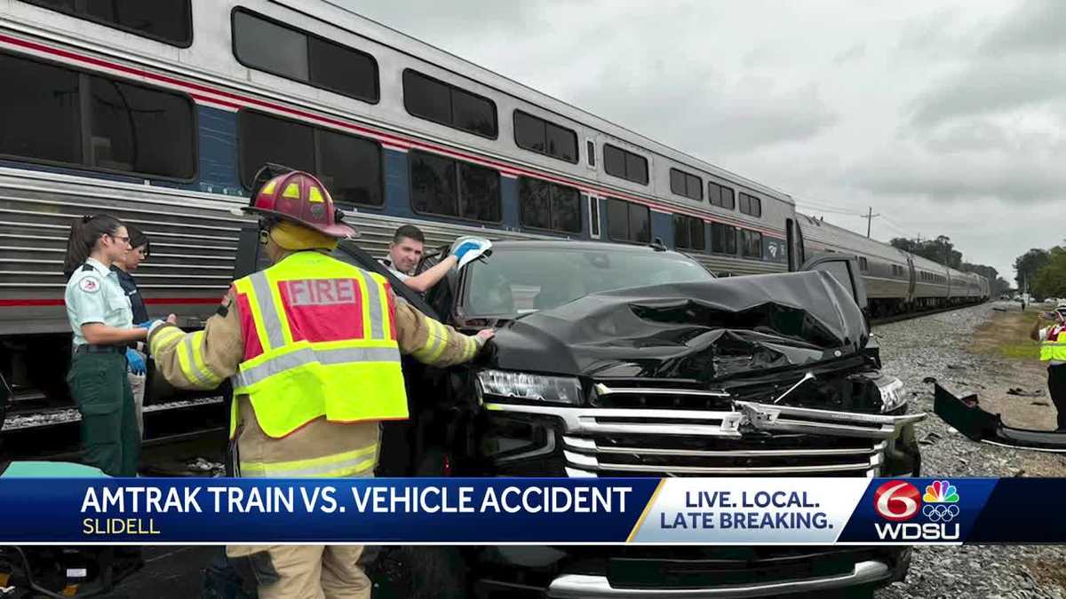 Slidell Police on scene of an Amtrak train and car accident