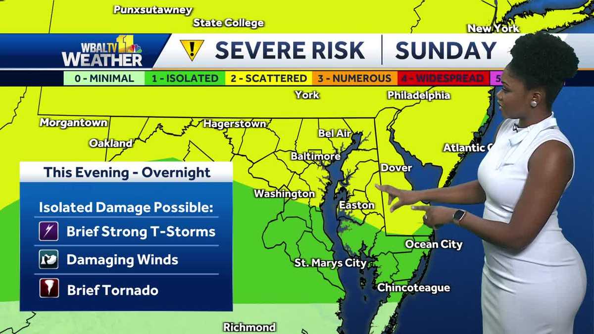 Another hot day with a chance of storms later in Maryland