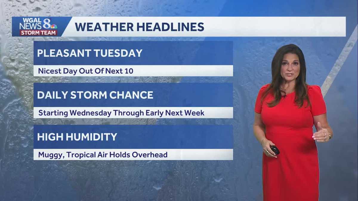 Best day of the week is Tuesday with comfortable humidity for south-central PA