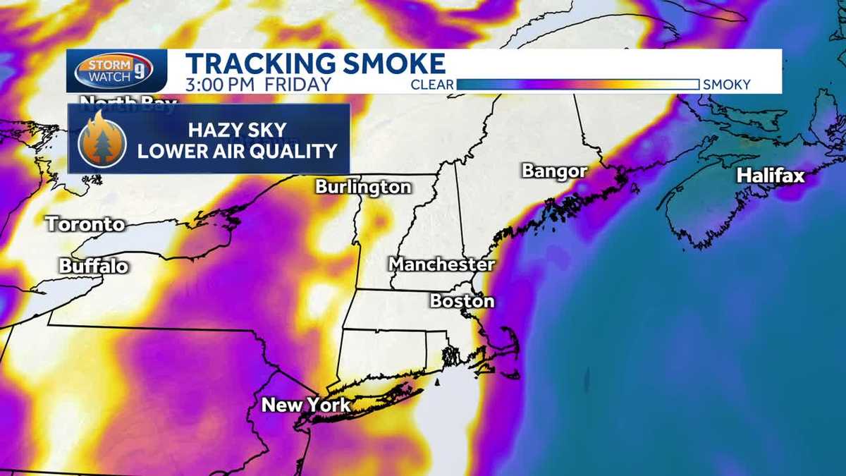 New Hampshire air quality Visible wildfire smoke possible Friday