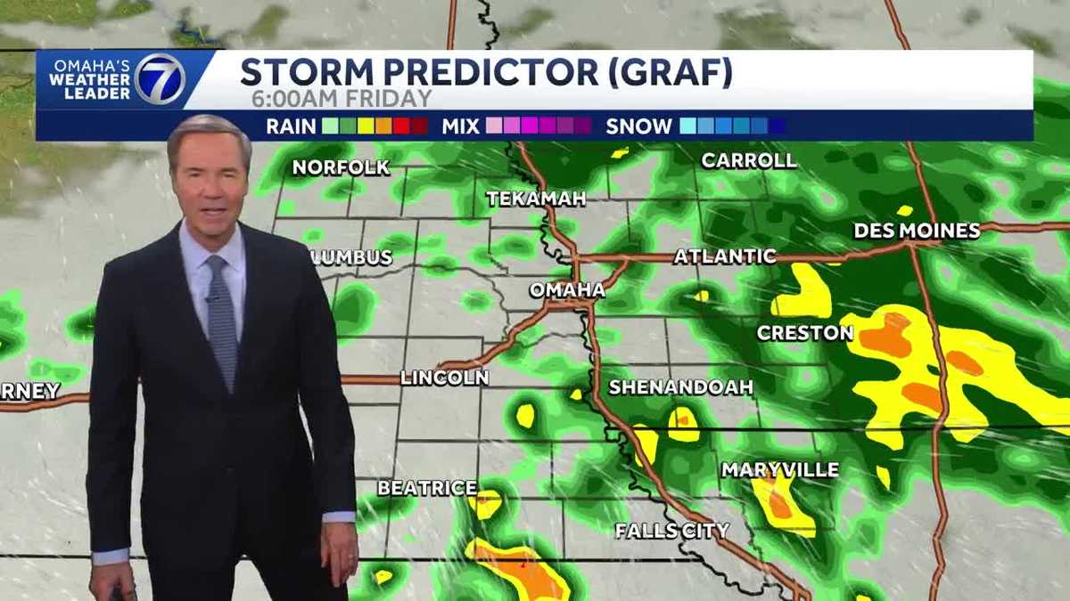 Rain chances later tonight around Omaha and into Friday morning