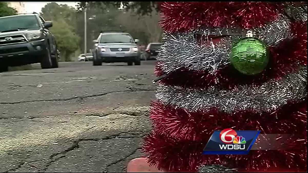 When life gives you potholes...decorate them for Christmas!