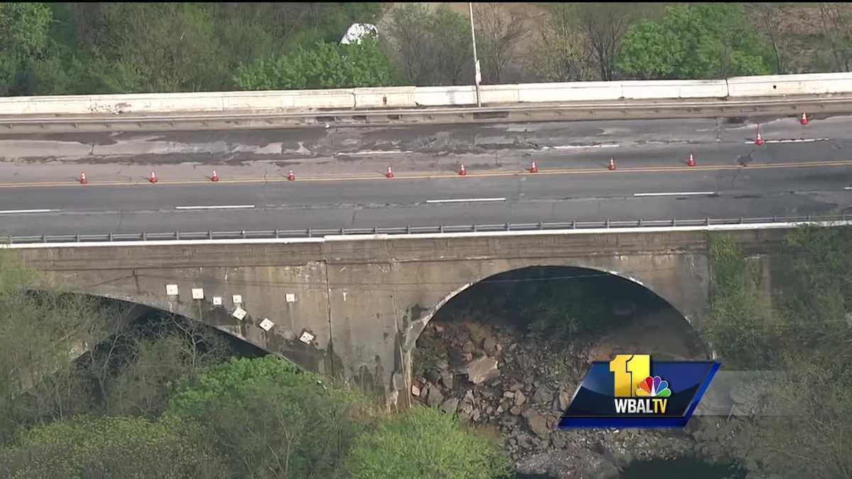 Video: Harford Rd. closed after water main breaks under bridge