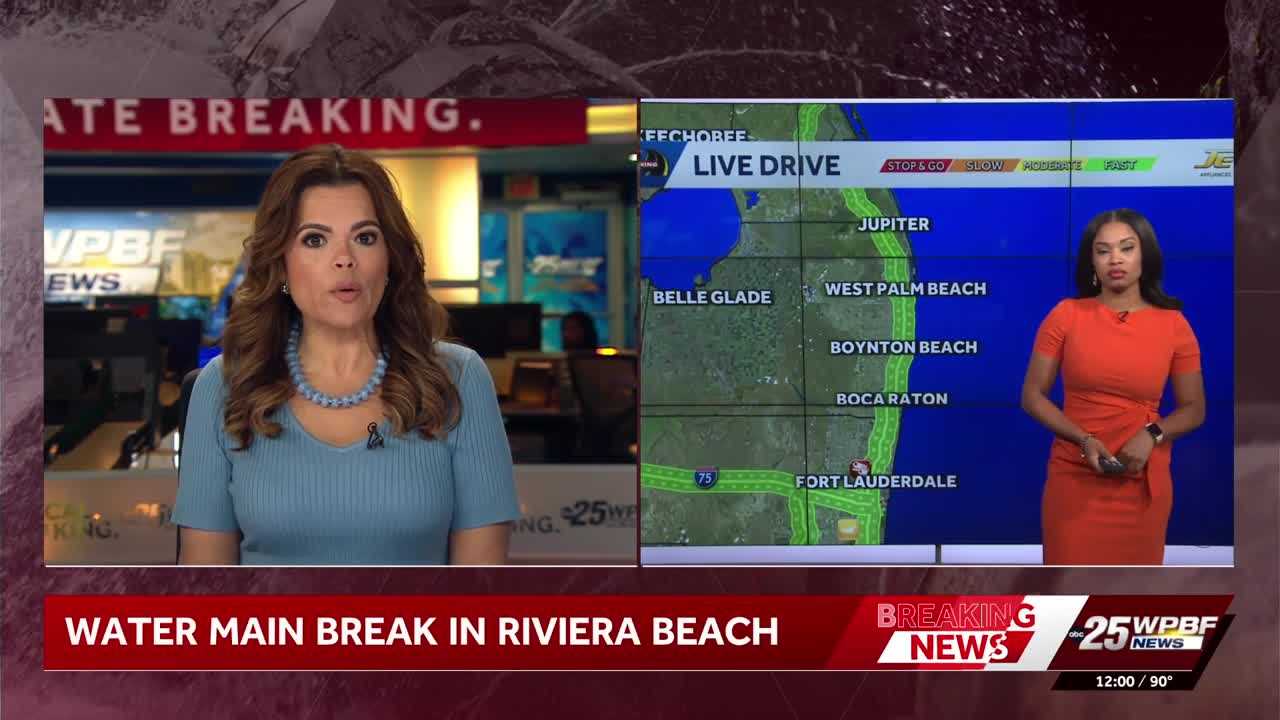 Two water main breaks disrupt traffic in Riviera Beach and surrounding areas