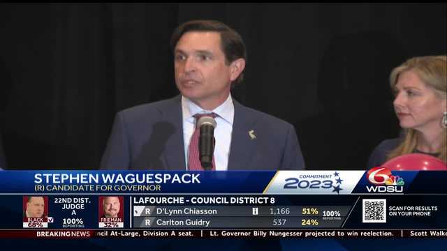 Louisiana gubernatorial candidate Stephen Waguespack delivers election night speech Louisiana gubernatorial candidate Stephen Waguespack delivers election night speech