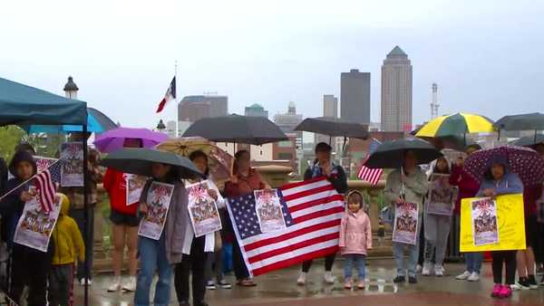 'iowa is not texas': hundreds gather near iowa statehouse to protest new immigration law