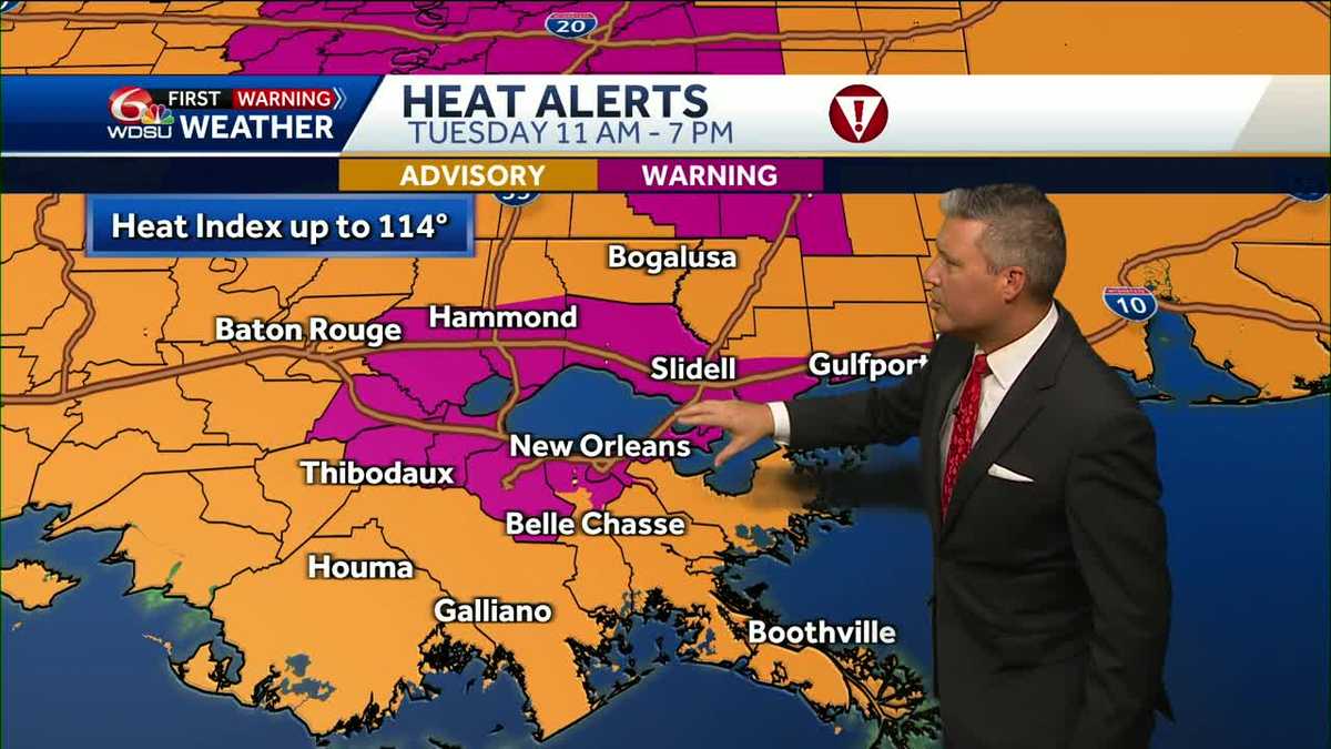 New Orleans weather forecast extreme heat warning high temp index