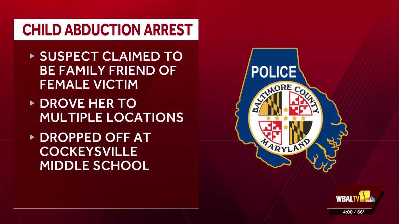 Police: Suspect identified, charged with kidnapping following abduction from Cockeysville