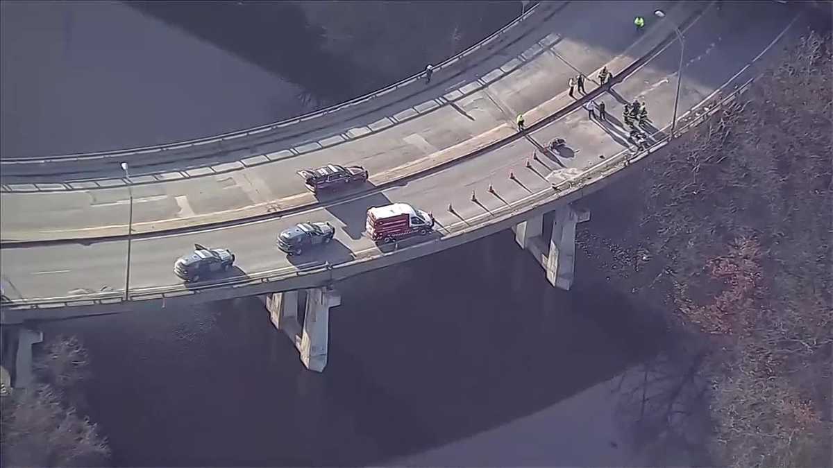 Motorcycle, box truck involved in crash on Mass Pike ramp