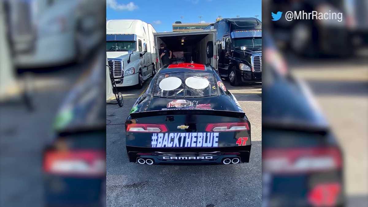 A NASCAR driver raced in a 'Back the Blue' car in support ...