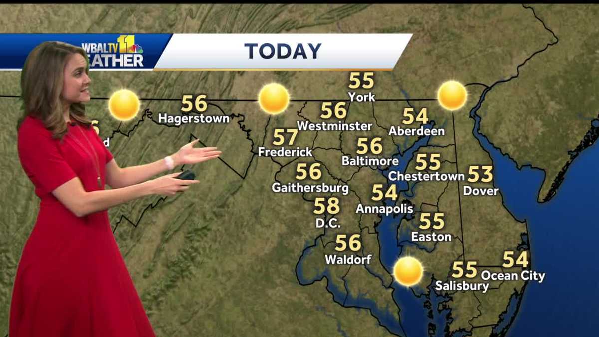 Sunny, mid 50s Wednesday