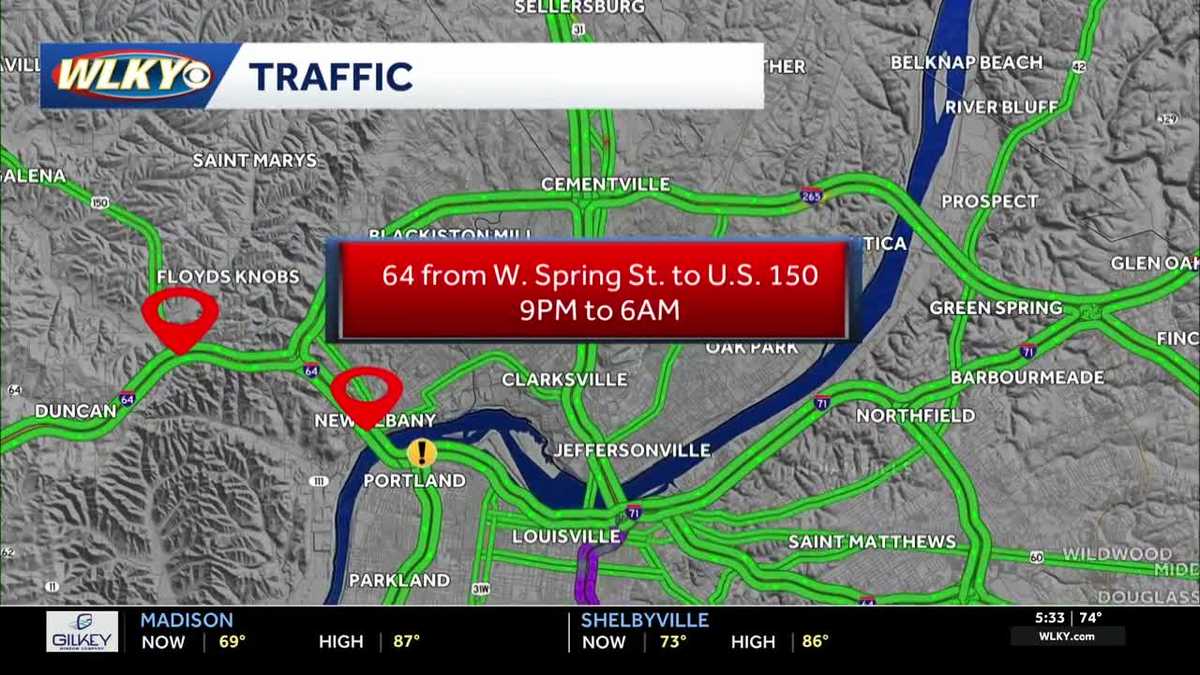 Indiana Traffic: Overnight lane closures start Monday night