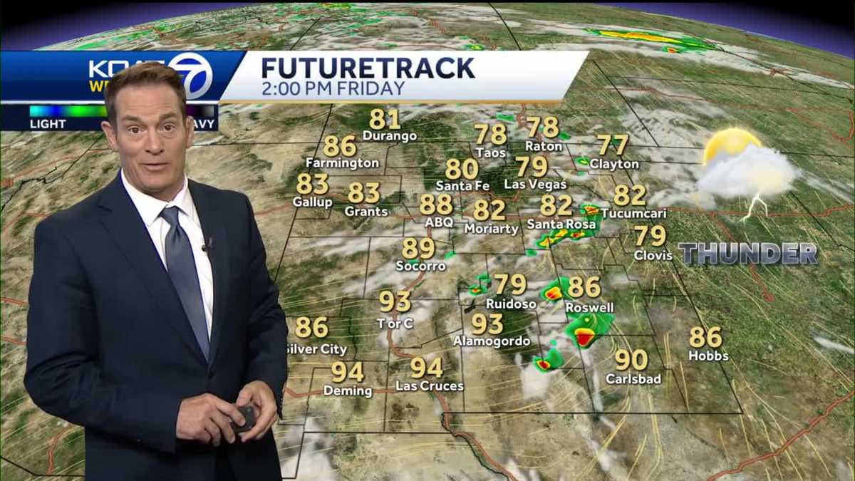 Scattered thunderstorms throughout New Mexico, heat returns for the weekend