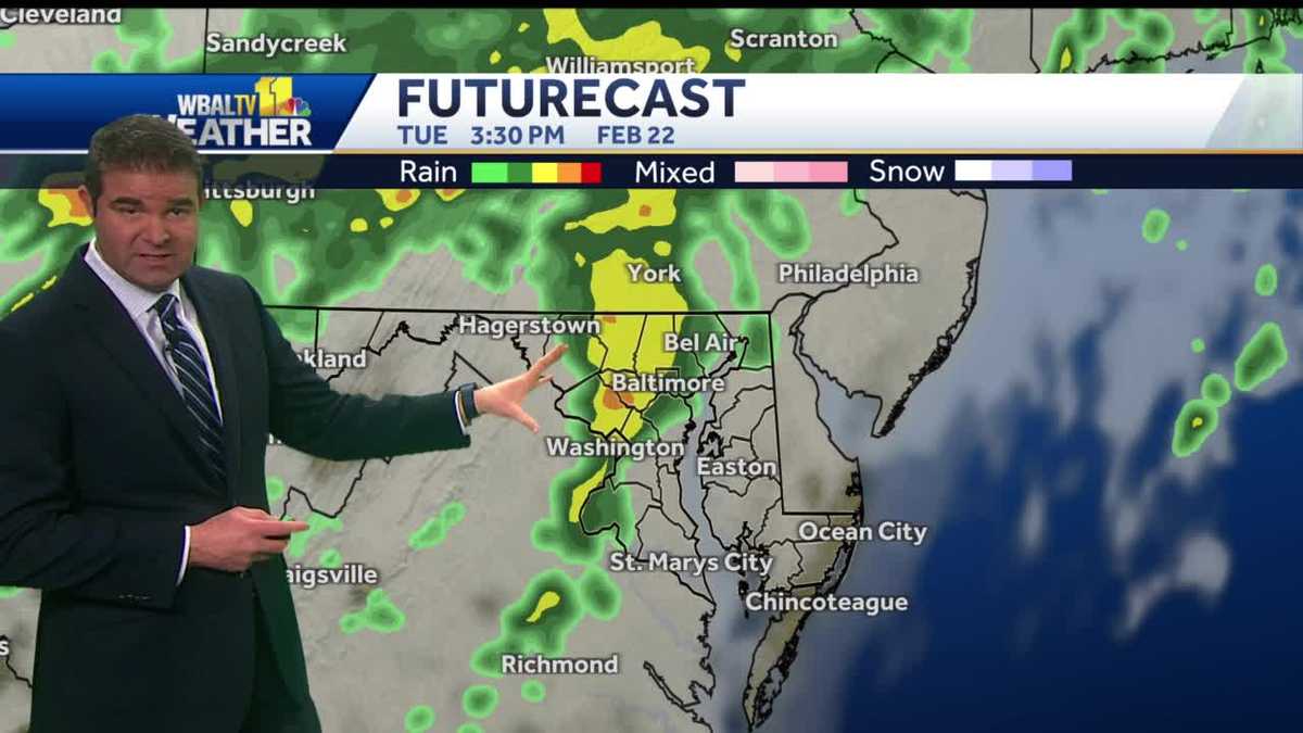 Spring like day, warm temps and rain for Tuesday in Maryland