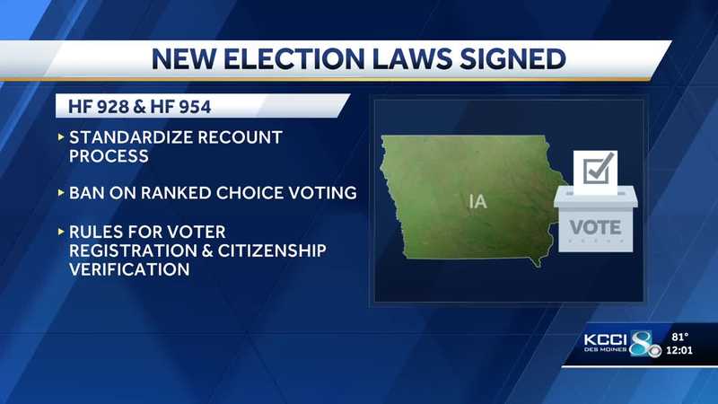 Iowa Gov. Kim Reynolds signs pair of election-related bills into law