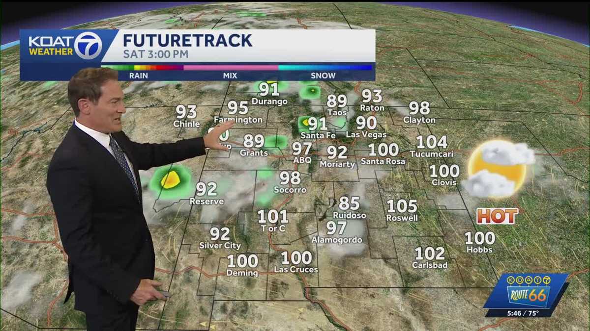Storm chances shift to favor more of Western New Mexico today with another round of hot temperatures.