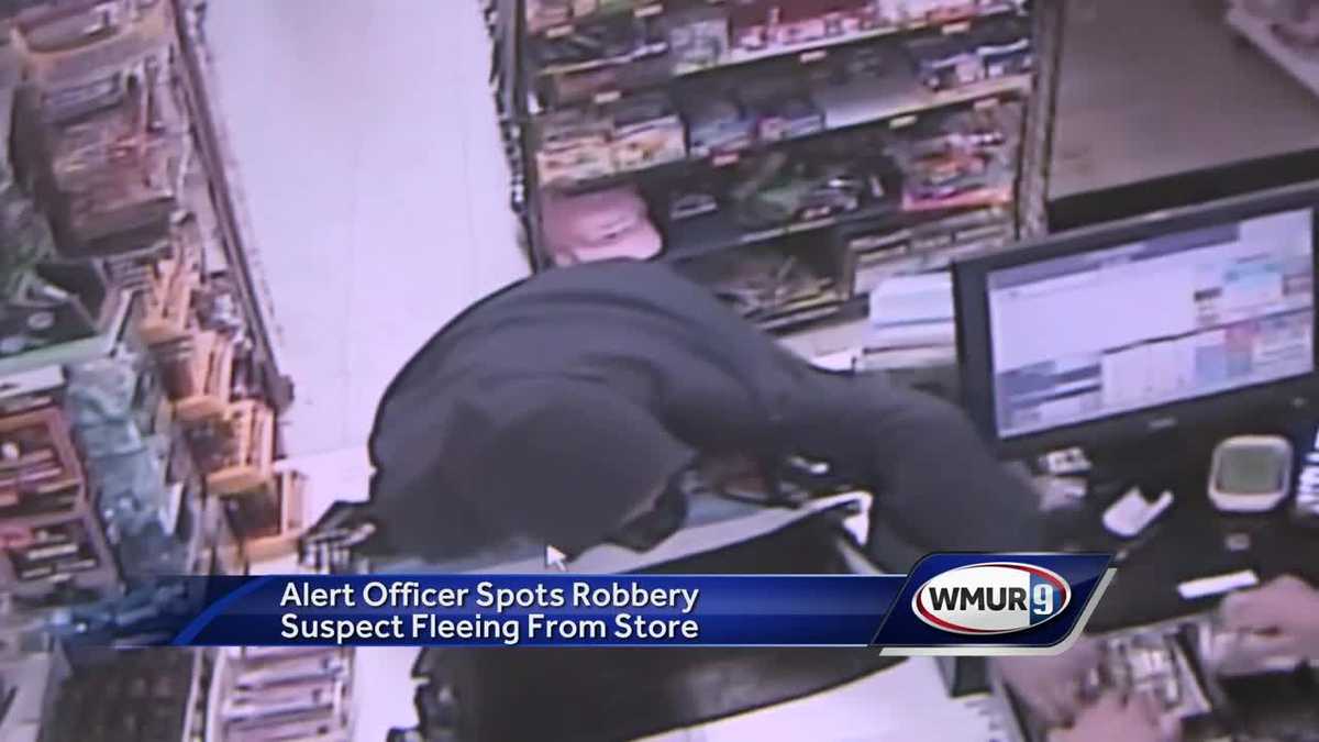 Alert officer spots robbery suspect fleeing from store, police say