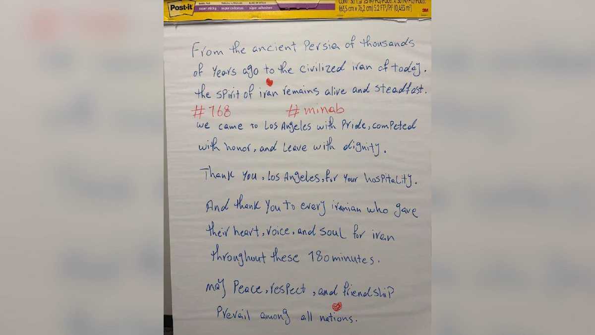 Iran's soccer team leaves note in locker room thanking LA for hospitality