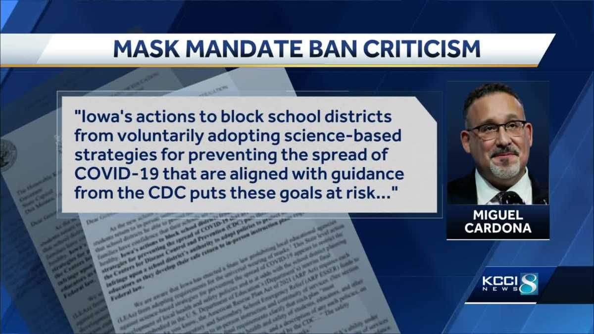 Education secretary concerned over Iowa’s school mask mandate ban
