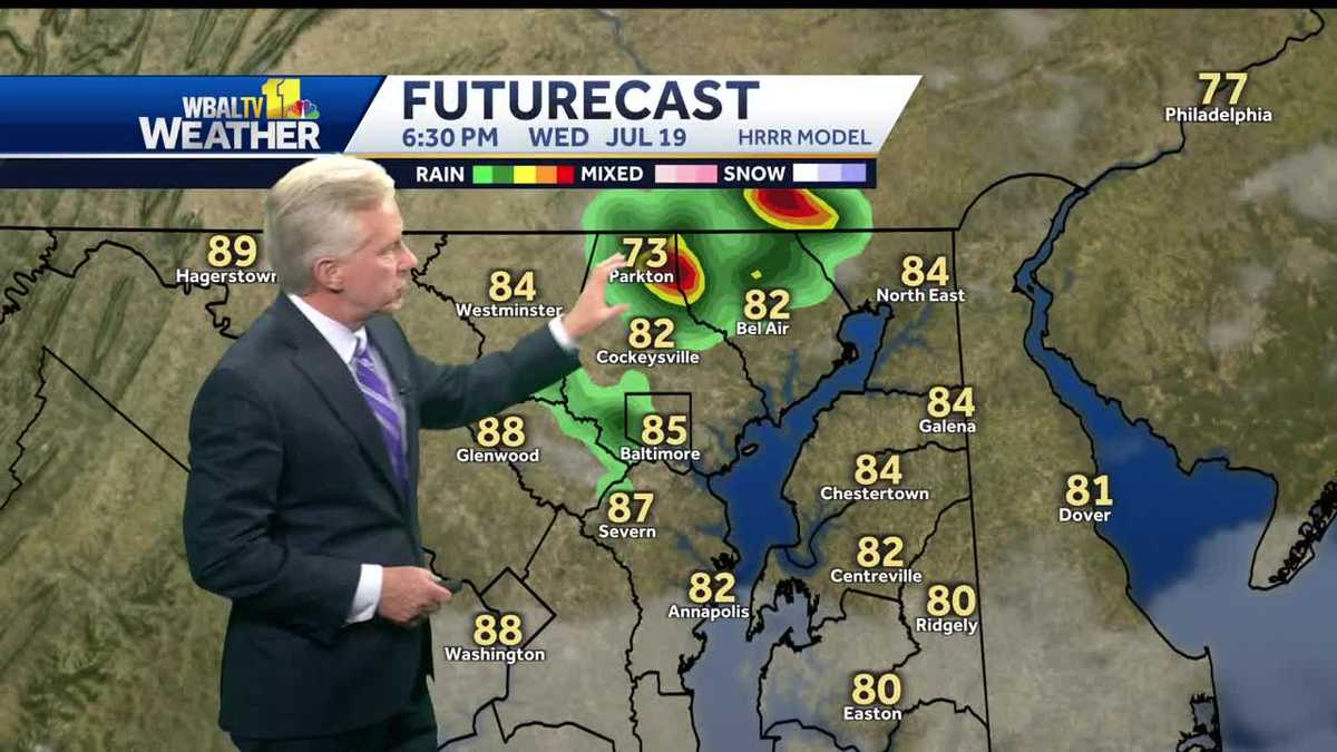 Scattered showers and storms continue to pop up across Maryland