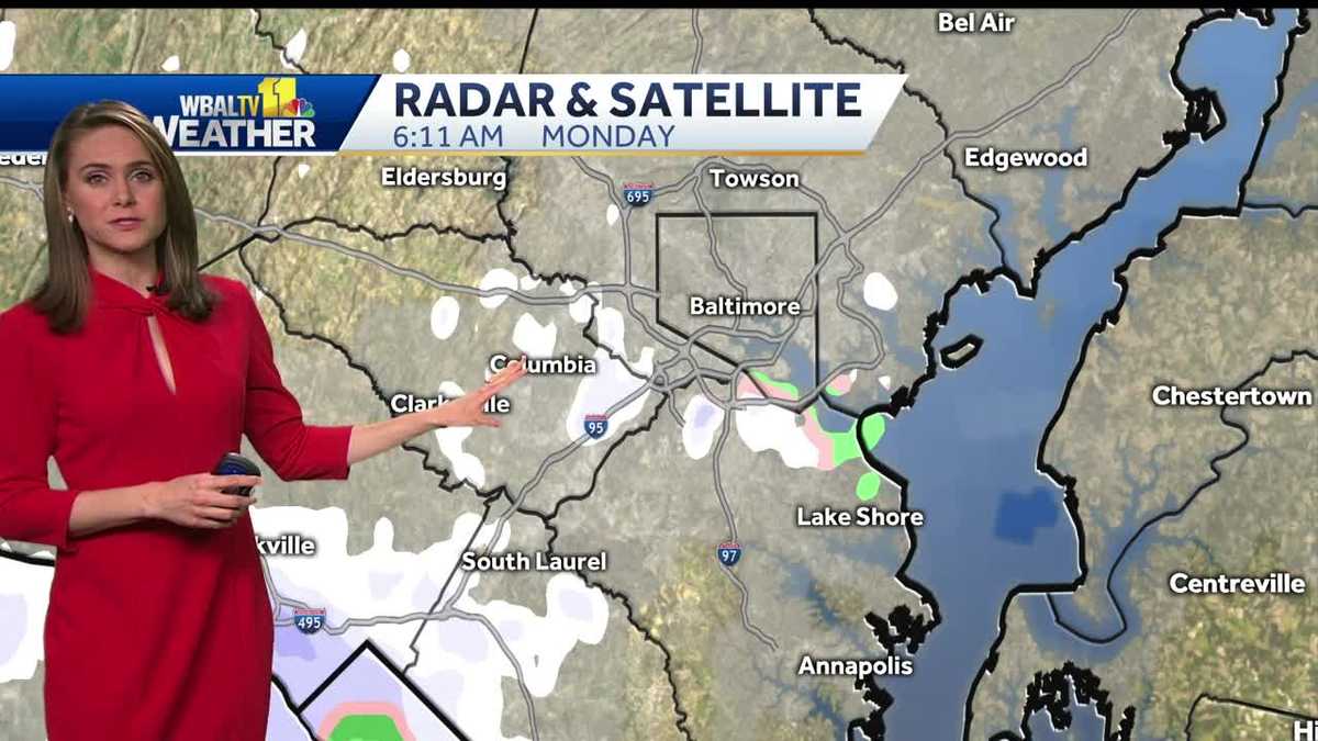 Flurries in spots Monday morning