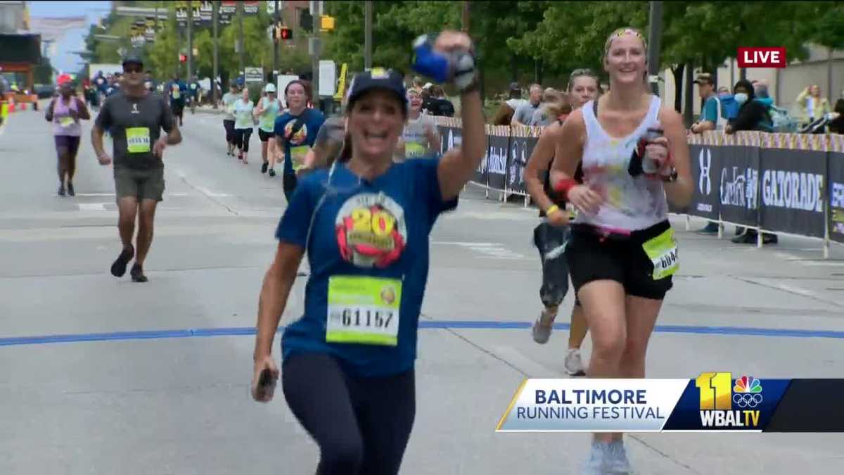 Deborah Weiner skips through finish line of 10K!