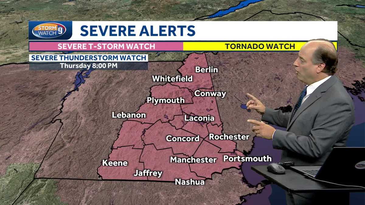 New Hampshire forecast video: Severe thunderstorm watch Thursday