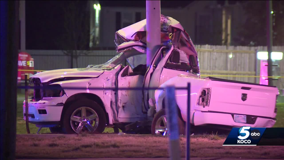 OKC Police: Person taken to hospital after crashing into pole