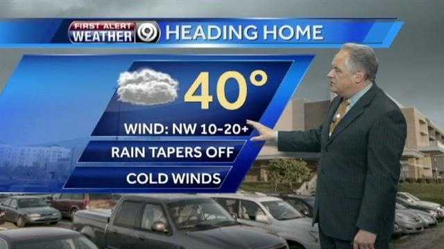 Rain tapers off, cold air settles back in