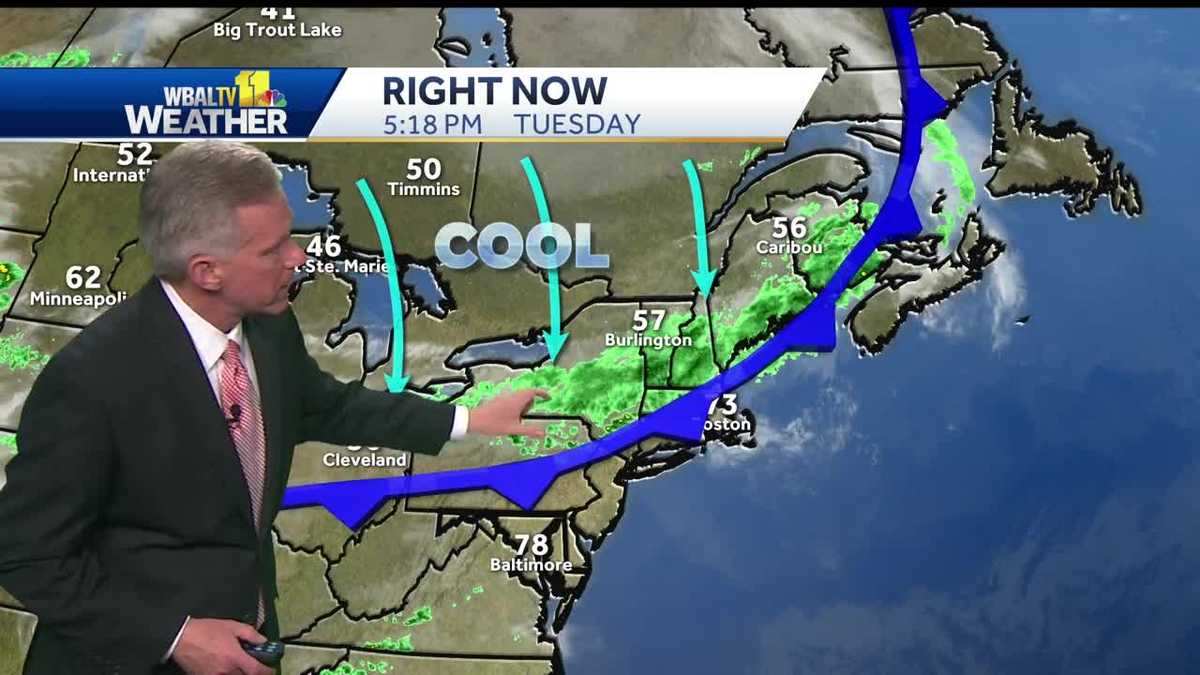 Isolated showers possible, cooler Wednesday