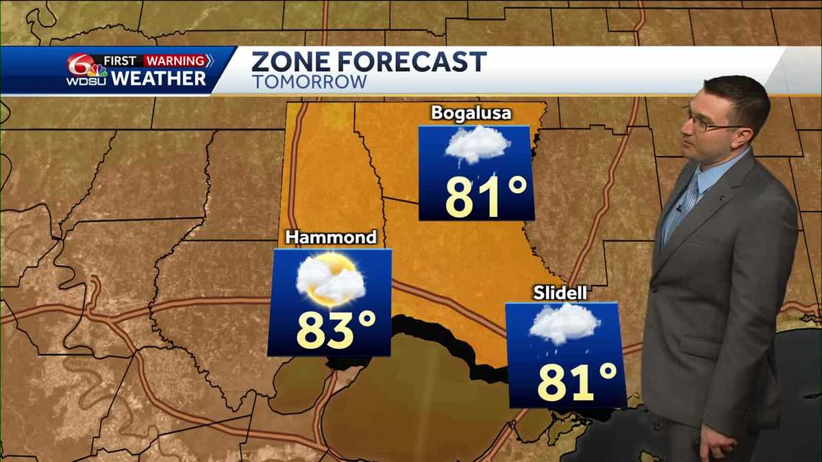 Breezy and warm for Sunday. Storms likely Monday
