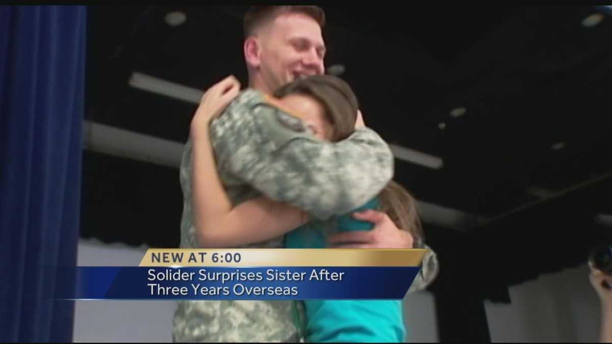 Local soldier surprises sister after three years overseas