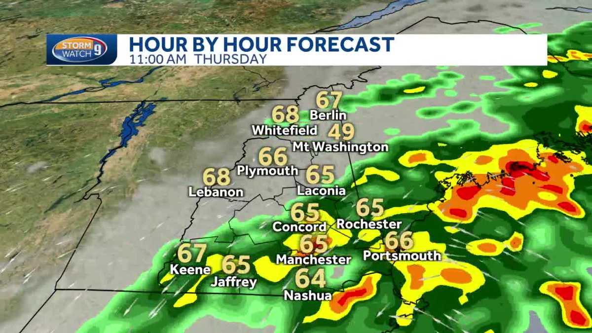 NH weather forecast Cloudy Wednesday before Thursday rain