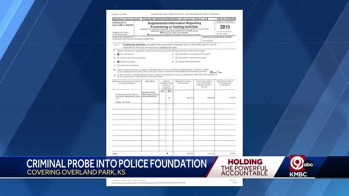 Overland Park Law enforcement Foundation paid huge the vast majority of cash to marketing agency