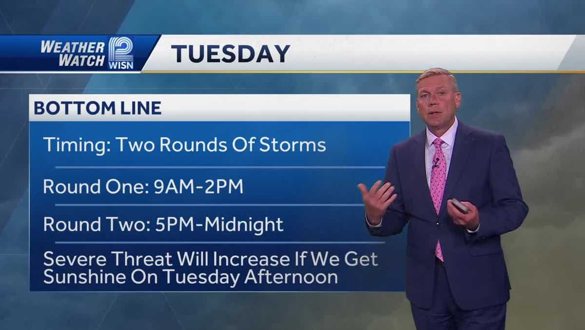 Two rounds of storms expected Tuesday