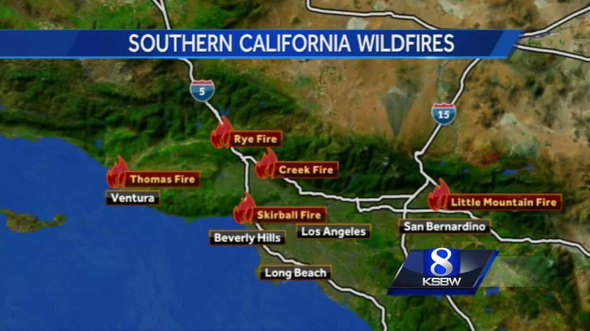 Where are the Southern California wildfires burning?