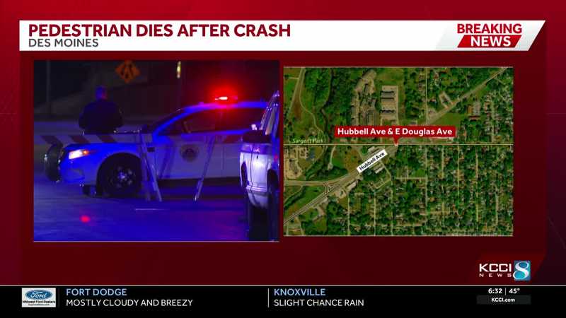 Pedestrian dies in Des Moines crash Monday evening